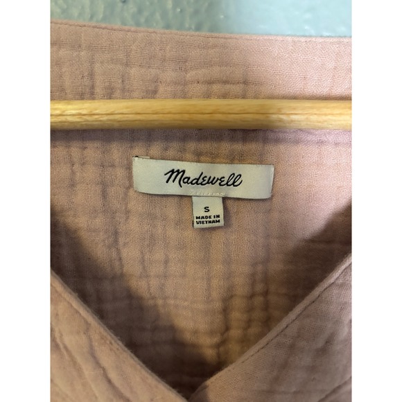 Madewell Lightspun Evert Long Sleeve Henley Top Wisteria Dove Pink Size Small - Picture 3 of 11